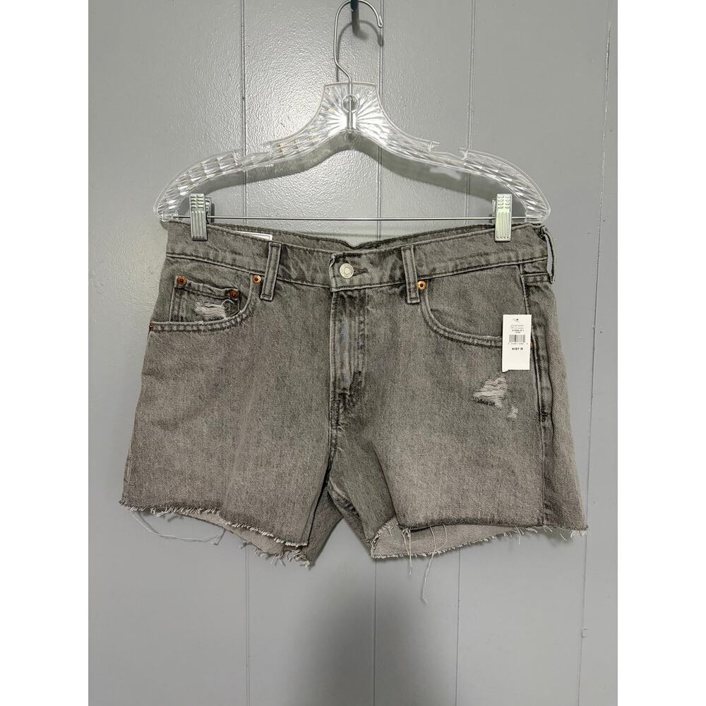 NEW GAP Gray Wash Denim Low Stride Distressed Cut Off Classic Shorts 27